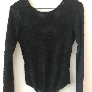 Black velvet onesie - with open back.